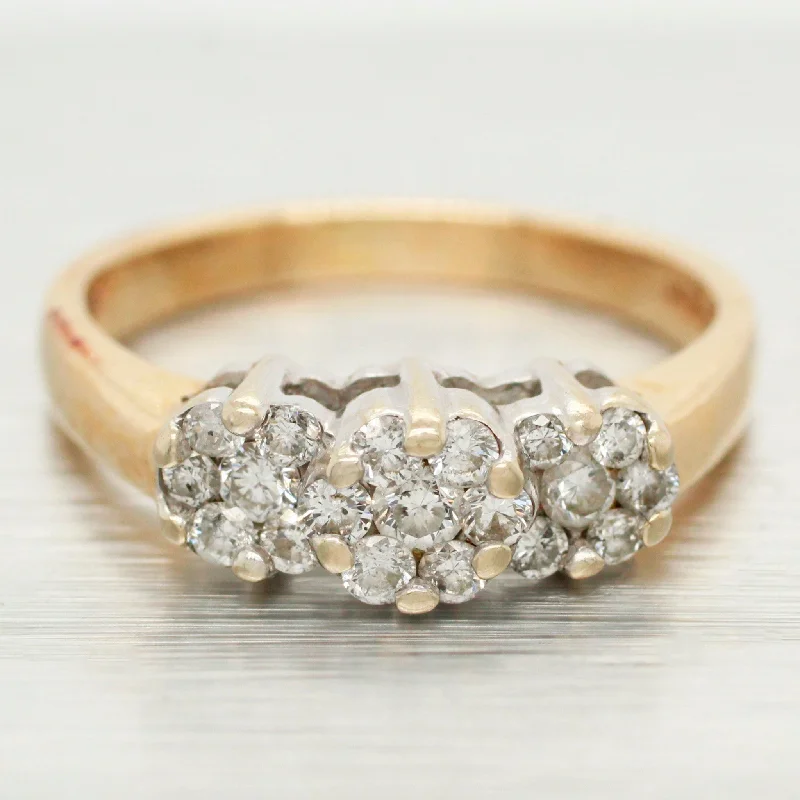 Special Offers On Handcrafted And Designer Jewelry Vintage 0.50ctw Diamond Cluster Flower Ring - 14k Yellow Gold Band - Size 7 Special Offers On Handcrafted And Designer Jewelry Vintage 0.50ctw Diamond Cluster Flower Ring - 14k Yellow Gold Band - Size 7