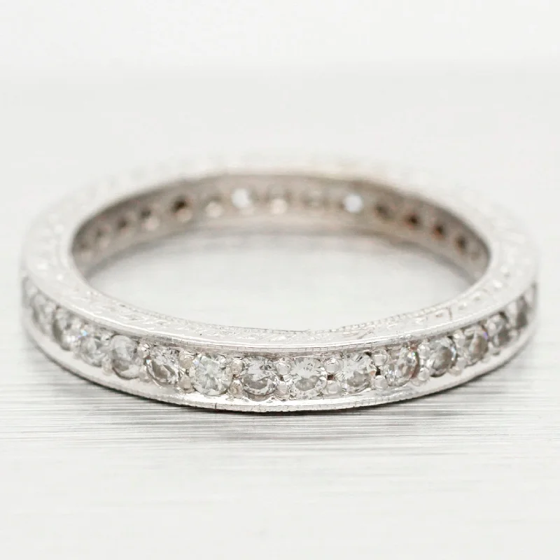 The Perfect Jewelry Piece At The Perfect Price Vintage 1 ctw Diamond Eternity Band 18k White Gold Channel-Set Ring The Perfect Jewelry Piece At The Perfect Price Vintage 1 ctw Diamond Eternity Band 18k White Gold Channel-Set Ring