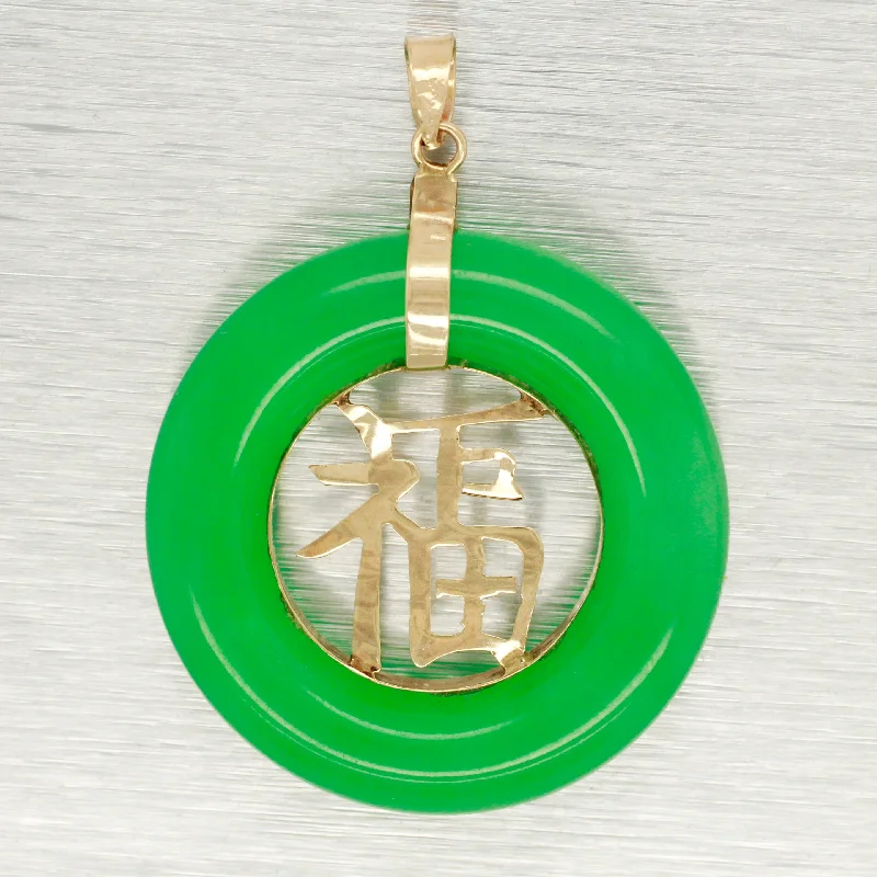 Shine Without Limits – Jewelry Sale Happening Now Vintage Chinese Fu Jade Pendant - 14k Yellow Gold Green Circle Fortune Charm Shine Without Limits – Jewelry Sale Happening Now Vintage Chinese Fu Jade Pendant - 14k Yellow Gold Green Circle Fortune Charm